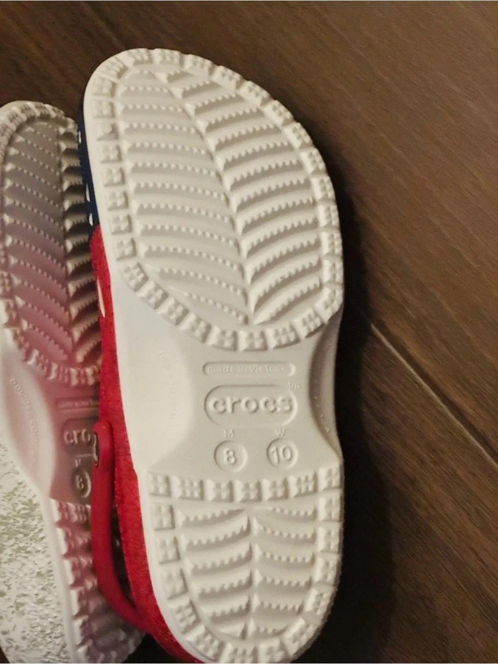 CROCS Kids Red White Blue Star Slip-On Clogs with Strap